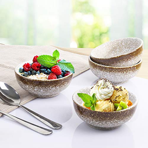 MARSTRACE Ceramic Dessert Bowls Set of 4,Small Porcelain Rice Bowls 8.5 oz for Snacks, Appetizer, Side Dishes, Condiments, Dip or Ice Cream