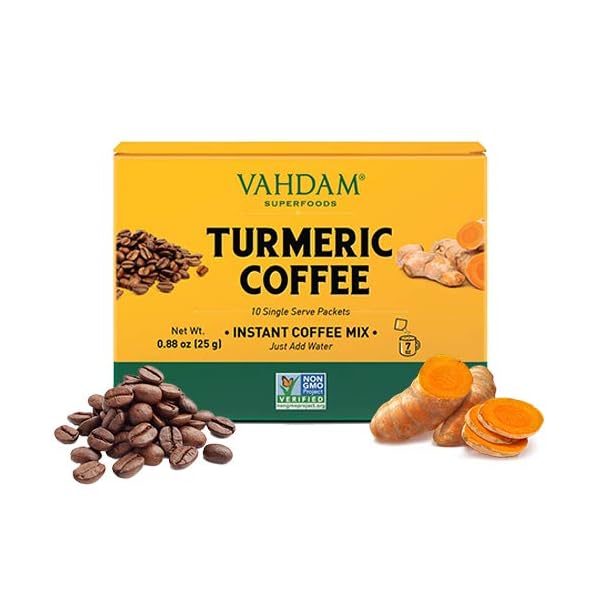 VAHDAM, Kurkuma + Kaffee Superfood Elixir Mix Pulver - 10 Portionen | Instantkaffeemischung mit Kurkuma | kurkuma latte…