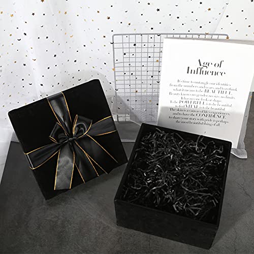 JOHOUSE Gift Box, 8 * 8.5 * 4.5inch Square Gift Box Luxurious Gift Box Velvet Square Gift Box Black with Lid for Christmas Box and Halloween Weddings Gift Box