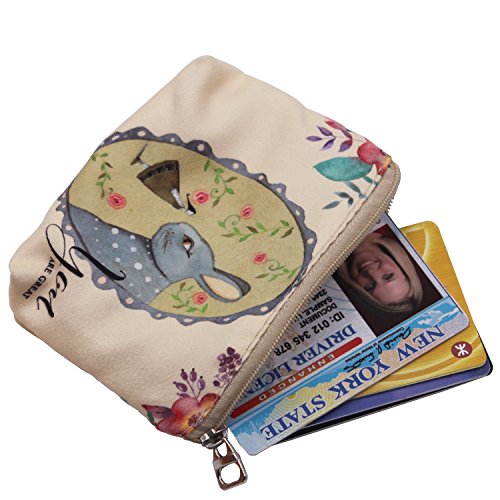 Women and Girls Cute Fashion Coin Purse Wallet Bag Change Pouch Key Holder (Rabbit)
