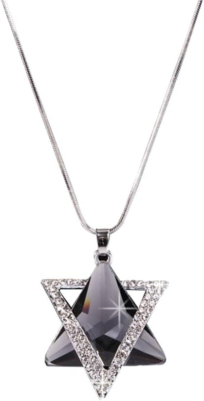 Scrox Necklace Elegant Rhinestone Triangle Hexagonal Necklace Women's Pendant Necklace Sweater Autumn And Winter Long Necklace Jewelry Accessories Gifts
