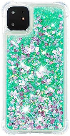 Thoankj iPhone 11 Case Glitter, Bling Sparkly Shiny Flowing Liquid Quicksand Cute Clear Transparent Gel Silicone Bumper Shockproof Protective Phone Cover for iPhone 11 2019 6.1 inch Green