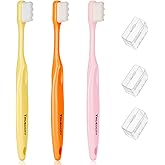 Toddler toothbrush age 2-4, Nano Toothbrush Kids Soft Nanobrush - 20,000 Bristles, Nano Brush for Gentle Care, Baby & Toddler Ages 4-12, 3 Pack Colors (Yellow, Orange, Pink), Perfect for Small Hands