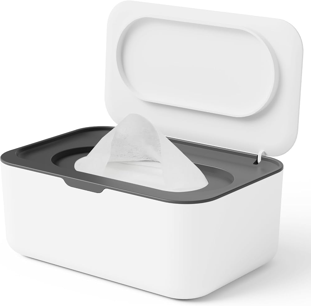 Wipes Dispenser, Wipe Holder for Baby & Adult, Seposeve Refillable Baby Wipe Container, Keeps Wipes Clean. Non-Slip, Easy Pul