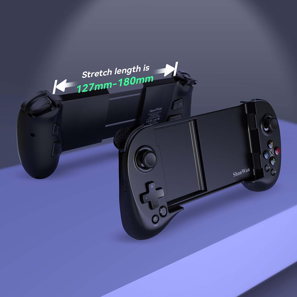 ShanWan Bluetooth Mobile Game Controller for Steam, Fortnite, Apex, Diablo Immortal, Call of Duty, Mobile & More (For iPhone&Android, Black1)