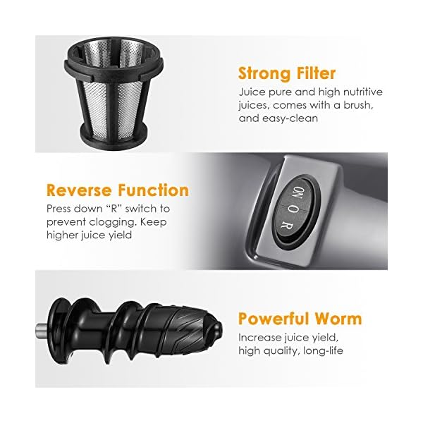 Juicer-Machine-Aicok-Slow-Masticating-Juicer-with-Reverse-Function-Cold-Press-Juicer-with-Upgrade-Quiet-Motor-Juice-Jug-and-Brush-for-High-Nutrient-Juice-BPA-Free Juicer Machine, Aicok Slow Masticating Juicer with Reverse Function, Cold Press Juicer with Upgrade Quiet Motor, Juice Jug and Brush for High Nutrient Juice, BPA Free