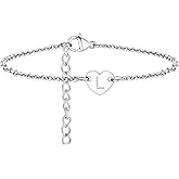 FaithHeart Initial Ankle Bracelets for Women, 18K Gold Plated Stainless Steel Waterproof Anklet with Initials for Women Dainty Anklets Summer Jewelry Gifts