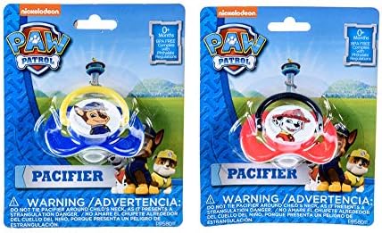 Paw Patrol Pacifier BPA-Free 2 Count Pacifiers for Baby Infant Toddler Boys Featuring Chase and Marshal - Blue and Red