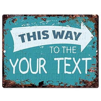 This Way To The Beach Your Text Custom Personalized Right Arrow Tin Chic Sign Rustic Vintage style Retro Kitchen Bar Pub… 51iSXs8RFJL