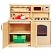 ECR4Kids Birch Pretend Play 4-in-1 Kitchen Playset for Daycare, Natural