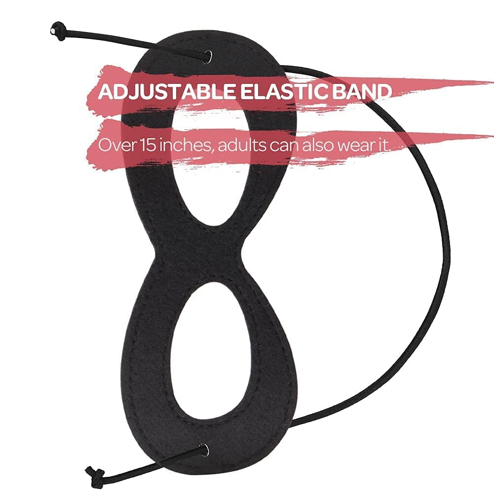 AIMIKE Superhero Mask, Black Felt Eye Mask, Halloween Dress Up, Adjustable Eyemask w/Elastic Rope