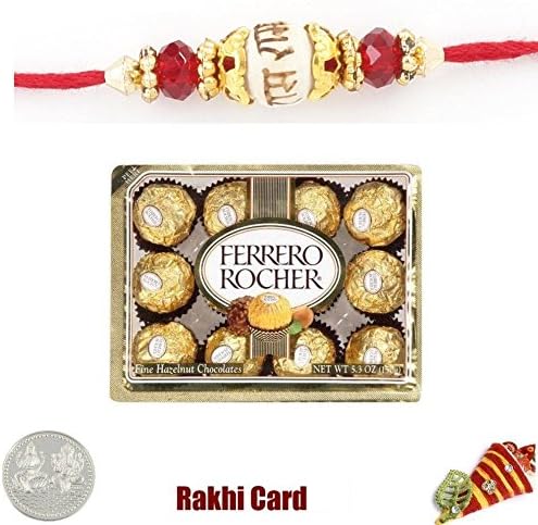 Religious Ram Rakhi with 12 Piece Ferrero Rocher Chocolate