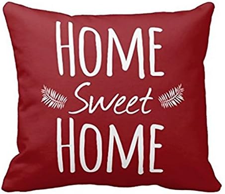 Miss Pillow Decorative 18 x 18 Inch Cotton Pillow Cover Cushion Case, Home Sweet Home Typography Pillow