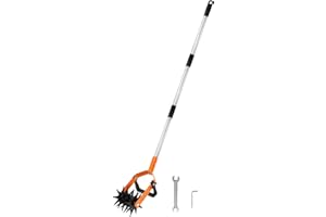 Rotary Cultivator Tiller Stainless Steel Handle Rotary Tiller Adjustable Length Garden Cultivator with Long Handle(3 Poles)