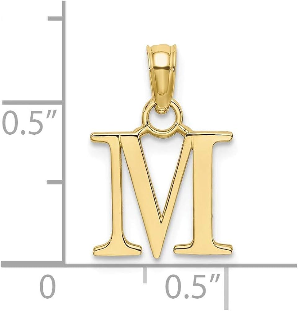 10k Yellow Gold M Block Initial Monogram Name Letter Pendant Charm Necklace Fine Jewelry Gifts For Women For Her