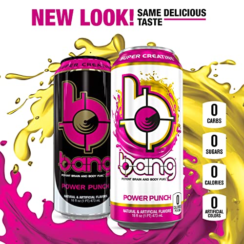 Bang Power Punch Energy Drink, 0 Calories, Sugar Free with Super