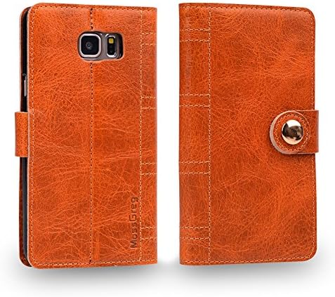 Note5 Leather Case ,Mossgreg 5 in 1 Genuine Handmade Leather Case for Samsung Galaxy Note5 N920c (Note5cognac-brown)