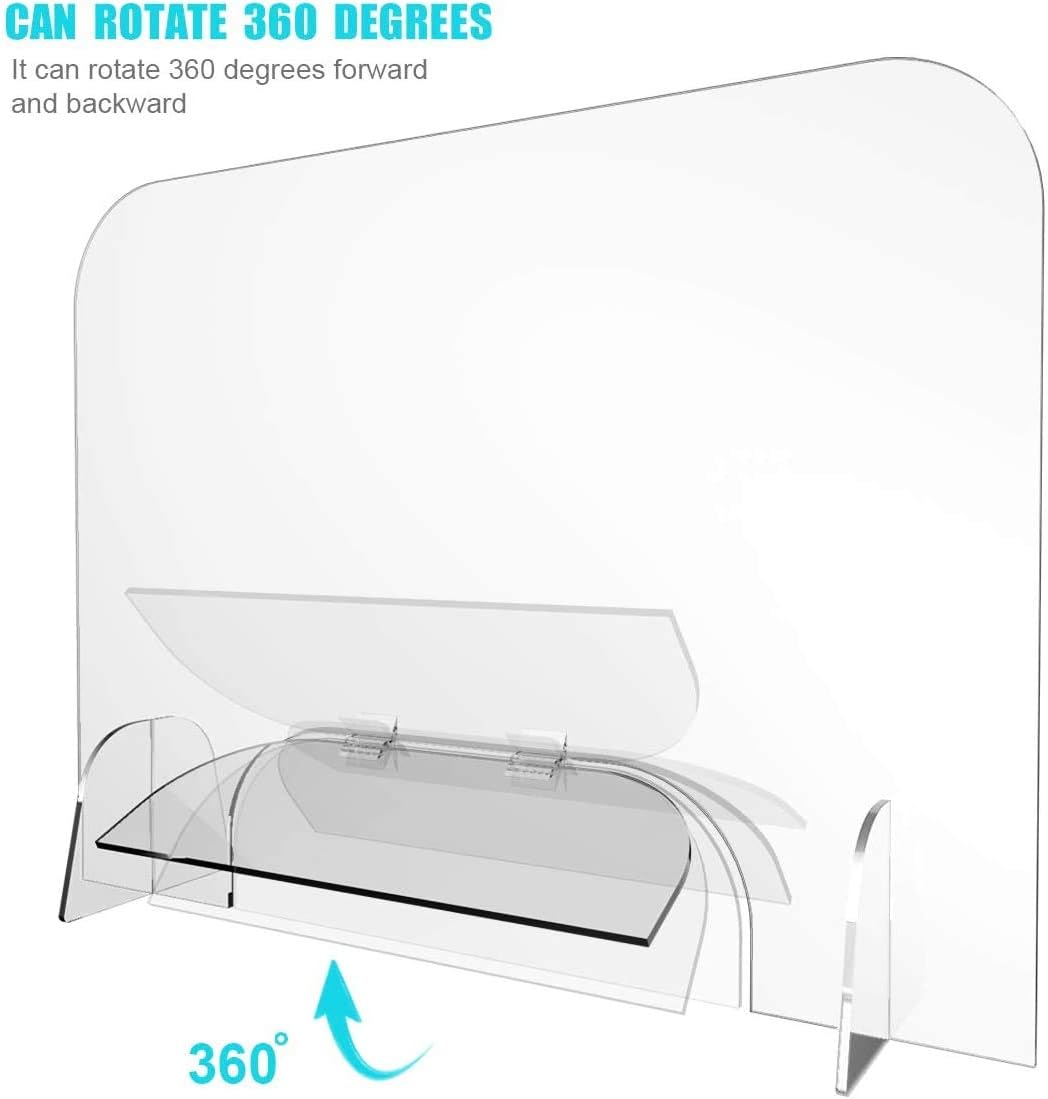 Sneeze Guard, 32" x 24" Protective Self-Standing Plexiglass Shield Scratch Resistant Barrier with Transaction 18" x 6" Window Flap for Receptionist, Checkout Counter, and Offices : Office Products