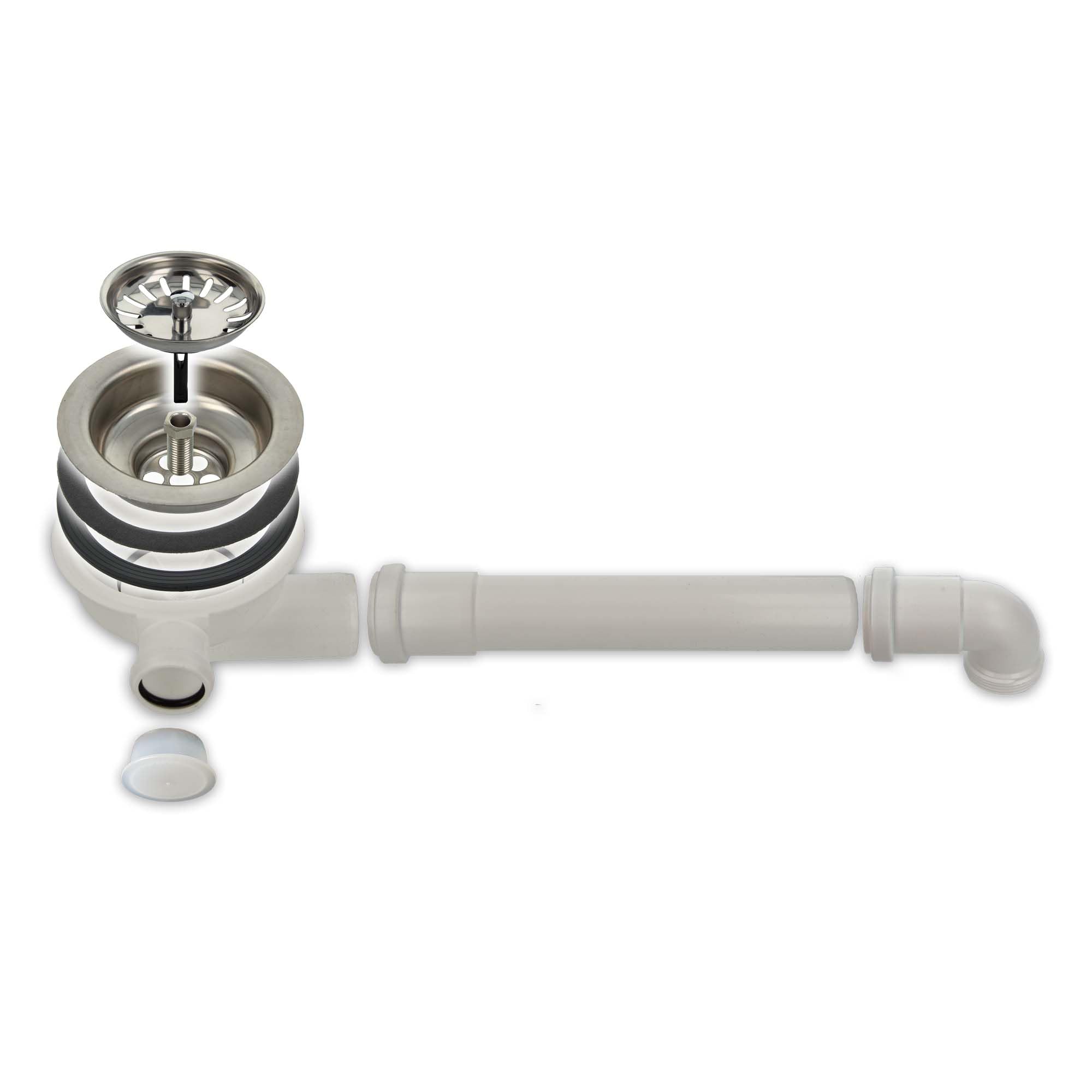 tecuro Sink Drain Strainer Basket Valve 3 1/2 Inch Diameter 114 mm with Rear Drain and GA