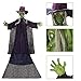 Hanging Animated Witch with LED Eyes and Spooky Sounds for Halloween Indoor Outdoor Decorations