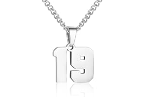 SUSOOK Number Necklace for Boy Silver Athletes Number Chain Stainless Steel Charm Pendant Personalized Sports Jewelry for Men Basketball Baseball Football