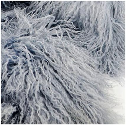 FINILUO 67" super long real Beach wool Mongolian fur scarf (Grey)