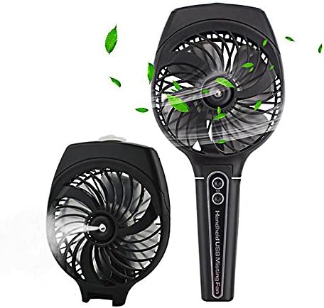 Wua Handheld Misting Fan, Portable Cooling Mist Humidifier USB Fan with Rechargeable Battery Personal Foldable Water Spray Fan for Outdoors, Home, Office (Black)