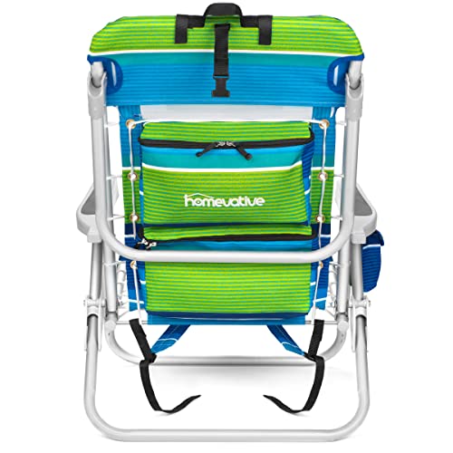 Homevative Folding Backpack Beach Chair with 5 Positions, Towel bar