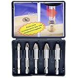 Rioa 5pcs Damaged Screw Extractor Bolt Screw Stud Remover Set Drill Hex Shank 1/4''