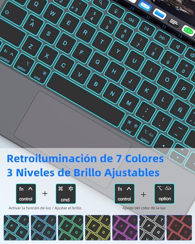 Bettdow Keyboard for iPad Air 11" M4 2026/M3 2025/M2 2024, Spanish Ñ Lightweight Aluminum Alloy Magnetic Floating Design Keyboard with Trackpad for Air 5th/4th 10.9"/iPad Pro 11" 4th/3rd/2nd/1st, Black