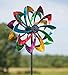 Plow & Hearth Solar Lighted 18 LEDs Flower Metal Wind Spinner | Antique | Bi-Direction Rotors | Dual-Motion | Over 6ft Tall | Easy Assembly