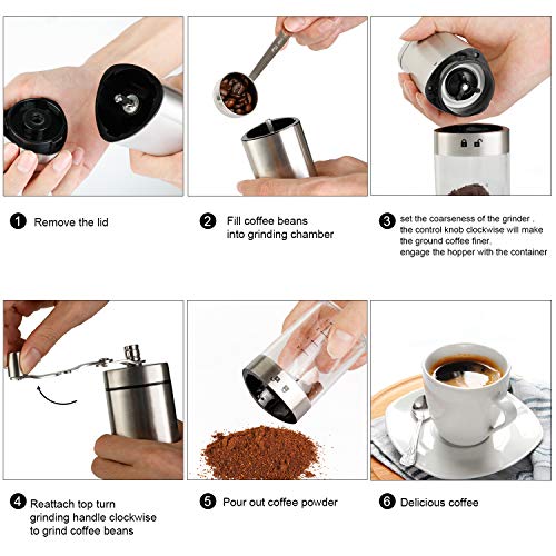 Manual Coffee Grinder Conical Burr Mill With Adjustable Setting