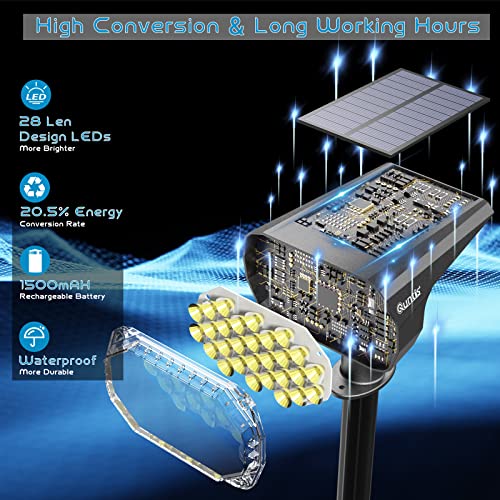 Quntis Solar Spot Lights Outdoor Garden, IP65 Waterproof Solar Landscape Spotlights 2-in-1 Adjustable Solar Garden Wall Lights Cool White for Yard Pathway Pool Porch Walkway Lawn Decoration-4 Pack