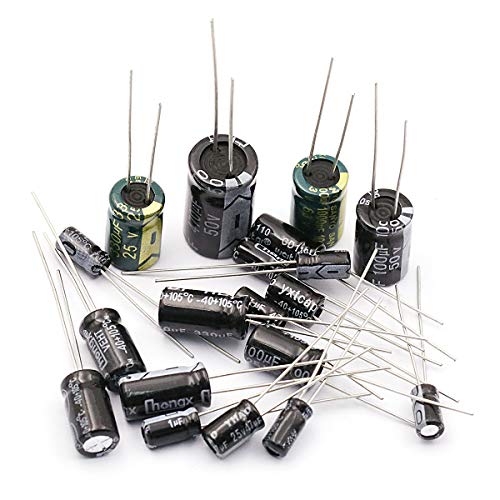 DaFuRui 190pcs 19 Values Total Electrolytic Capacitor Assortment Box Kit Range 1uF to 1000uF Capacitor Set