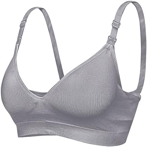 CooShco BAOMOSI Nursing Bra Wireless Bra Women's Sleeping Maternity Bra Breastfeeding Bra Grey L