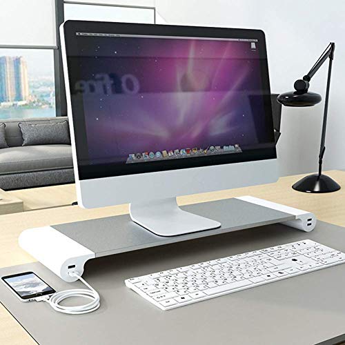 PG Desk Stand Monitor Stand Computer Stand 4 USB Port Charging Keyboard Storage, Aluminum Bracket Convenient Desktop Storage