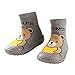Fire Frog Infant Baby Cartoon Patterned Soft Rubber Bottom Anti-Slip Floor Socks Boots (9-12 Months, Short Bear Grey)