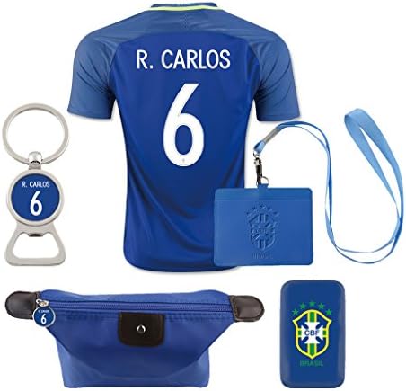 #6 R. Carlos (6 in 1 Combo) Brazil Away Match Soccer Adult COPA 2016 Jersey
