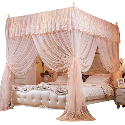 Twin, White Mengersi 4 Corner Post Princess Bed Curtain Canopy Net for