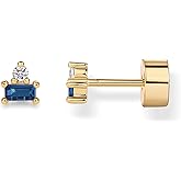 PAVOI 14K Gold Plated Sterling Silver Posts Colored Birthstone Flatback Stud Earrings for Women - Gemstone Cubic Zirconia Screwback Earrings - Dainty Helix Cartilage Piercing Jewelry