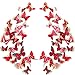 Somotersea 24PCS 3D Butterfly Wall Decal Removable Refrigerator Magnets Stickers Decor for Kids Room Decoration Home and Bedroom Art Mural Red