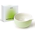 Joiish Traditional Matcha Bowl with Spout, Ceramic Matcha Tea Bowl (Chawan), Matcha Mixing Bowl for Whisking Matcha, Light Green (18 Ounce)
