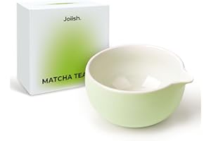 Joiish Traditional Matcha Bowl with Spout, Ceramic Matcha Tea Bowl (Chawan), Matcha Mixing Bowl for Whisking Matcha, Light Green (18 Ounce)