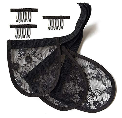 Young Hair Hair Accessory 4″x4″ Black Color Magic Buckle Lace Base For Ponytail (Black, 3pcs)