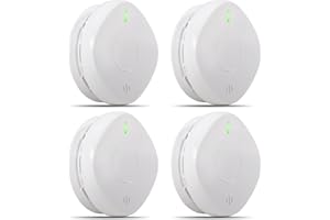UINGARM Smoke Detector Carbon Monoxide Detector Combo 10 Year Battery， 2 in 1 Smoke Detector, LED Warning Light Indicators, White, 4 Pack