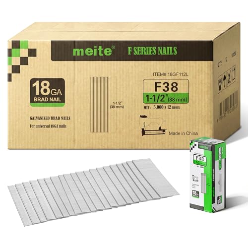 meite F38 Stauchkopfnägel 18Ga, 38 mm Verzinkte, 60.000 Stück/12 Boxen