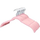 ManGotree 50 Pack Velvet Shirt Hangers for Women, 16.5'' Suit Hangers with 360° Swivel Hook, Non-Slip Coat Clothes Hangers for Tank Top, Shirts, Dress, Blouses, Strappy Dresses (Pink)