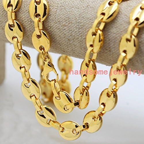 7-40"_7/9/11mm_Trendy_Stainless_Steel_Gold_Coffee_Beans_Chain_Men_Women_Necklace