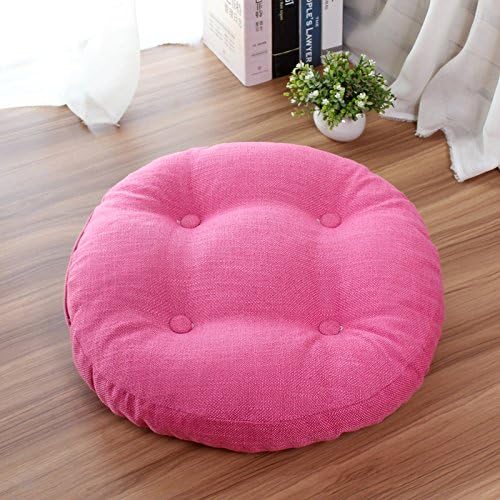 WDZA Cotton Linen Cushion Padded Round Removable Washable Cushion, 50Cm, Rose Red