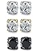 LOYALLOOK 3 Pairs Mens Womens Stainless Steel Non-piercing Magnetic Stud Earrings CZ 6mm